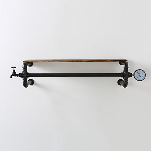 Floating Shelves Hanger Wrought Iron Pipe Loft Water Pipe U-shaped Side Hanging Clothing Store Wall Iron Pipe Retro Instrument Watch Water Table Faucet Clothes Hanging Hanger Industrial wall frame ( Size : 90cm )