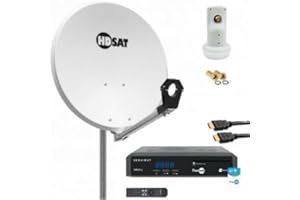 Pack HDSAT Parabole Satellite Acier 60cm + LNB Single + Récepteur FRANSAT + Câble HDMI