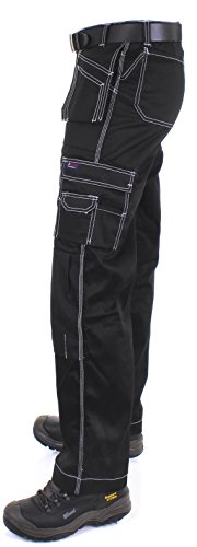 EDWIN Herren Arbeitshose / Bundhose mit Kniepolstertaschen Schwarz und Grau - 2