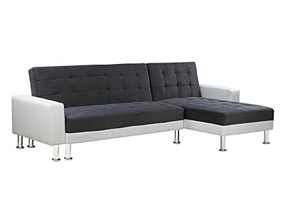 HABITAT ET JARDIN Canapé d'angle convertible et réversible Theo - 4 places - Blanc et Gris