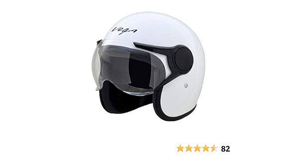 Vega Jet W/Visor White Helmet-L 