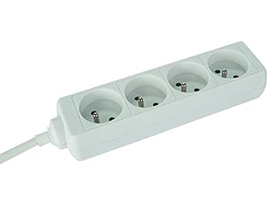 Perel EB4WN-5 Multiprise à 4 Prises - Câble de 5 M - Blanc