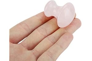 HEEPDD Kamień do masażu, naturalny kryształ różanego kwarcu kamień do masażu w kształcie grzybka, narzędzie do masażu twarzy Gua Sha (1,6 x 1,4 x 0,9 cala)
