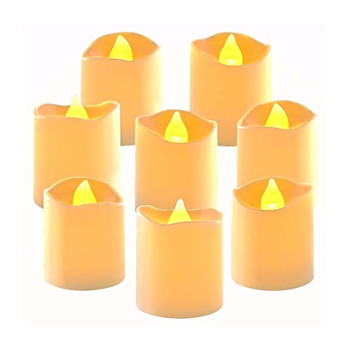 24 Realista Luces té LED de funcionamiento con pilas, sin llama luz bulbo parpadeo blanco cálido Velas, Contiene CR2032 pilas, para festivales decoración, bodas fiestas