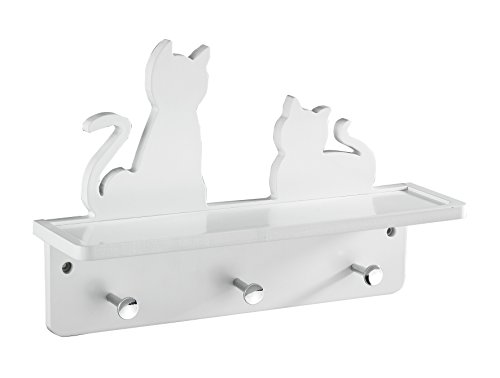 Wenko 86311900 Wand-Garderobe Katzen mit Ablage, MDF, wieß, 24.5 x 37 x 10 cm