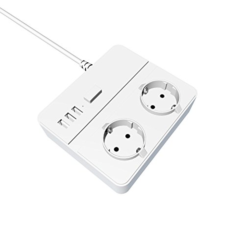 Preisvergleich Produktbild Providethebest Steckdosenleiste Steckdose mit 3 USB-2.4A 2500W Schnellladestandarderweiterungs-Buchse Stecker Heimelektronik EU-Stecker