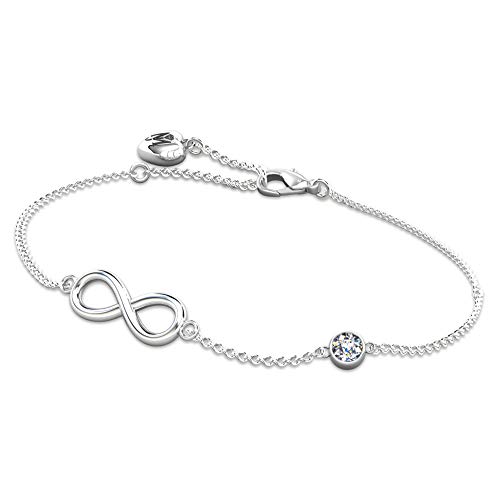 Tobillera Infinity de acero inoxidable con circonitas.