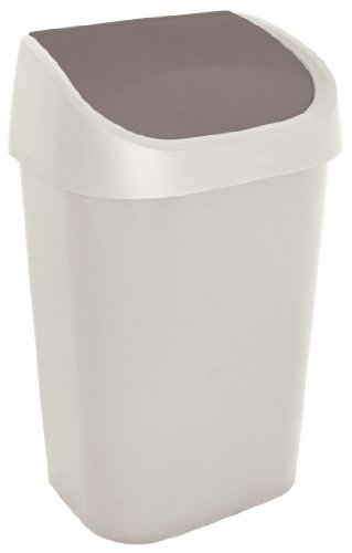 Allibert 214966 Mistral Abfalleimer mit Schwingdeckel, Polypropylen, 32,5 x 25,3 x 51,7 cm, elfenbeinfarben/Braun