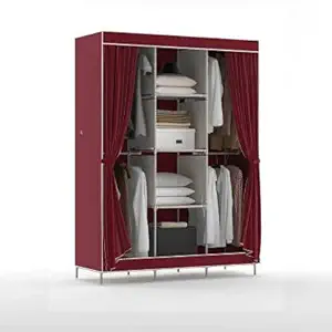 Homeland Collapsible Wardrobe 2 Door PP (Polypropylene) for Clothes| Kids Room, Storage, Bed Room,Living Room & Organizers|Red (45x 129x 177) cm