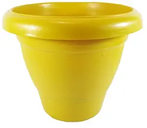 Vinshra Yellow Plastic Flower Planter 8 inch- Set of 12
