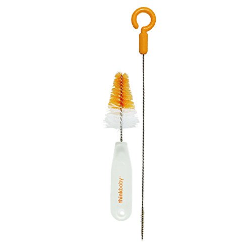 Thinkbaby Straw Brush and Baby Bottle Brush Set for Teats, Nipples, Sippy Cups, Spouts and Thinkster Bottle Straws