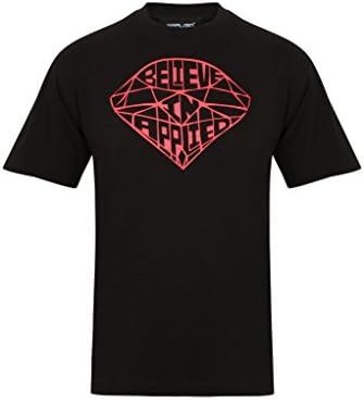 Applied Clothing Mens Black T-Shirt - DIAMOND GEEZA Design - Funny Cool Funky Printed Loose Fit Surf Skate SnowBoard Streetwear Style RingSpun Fair trade Cotton Slogan Illustration Screen Printed