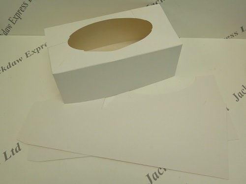 Jackdaw Express Tissue Box Cover - Self Assembly White Cardboard x 5, Choose Rectangle or Square (Rectangular)