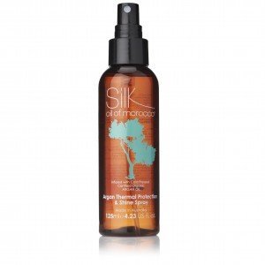 Silk Oil of Morocco Argan Oil Thermal Protection & Shine Spray 2-in-1 - Heat Protection Spray / Hair Heat Protection / Heat Defense Spray / Hair Shine Spray - For shiney healthy hair, great for use with GHD hair straighteners, hair dryer, curling tong - Suitable for use on hair extensions! (125ml)