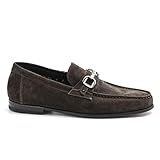  Santoni - Dark Brown Soft Suede Mocassins with Clamps - MCPT16516WA2SROVG35-8.5