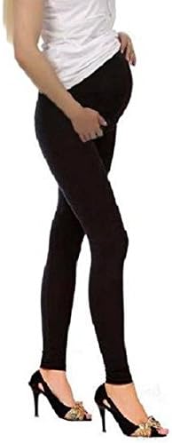 Top Woman Maternity Cotton Leggings Over Bump Pregnancy Clothes Size 8 To 22 (16-XXL, Black)