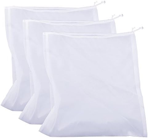 Therpin Reusable Nylon Fine Mesh Food Strainer Bag, All Purpose Food Grade Filter for Almond Milk, Coffee, Home Brewing, Hop, Juice (48cm x 42cm, 3 Pcs)