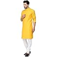 Enmozz® Haldi Yellow Cotton Plain Men's Ethnic Simple Kurta Only