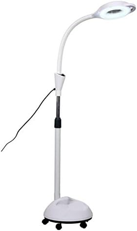 8X LED Magnifying Lamp Cold Light Magnifier Movable Pulley Base For Facial Care Beauty Spa Salon Tattoo Reading (White 110 Lamp Beads)