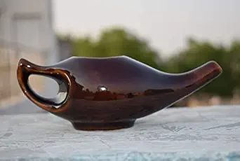 Porcelain Ceramic Neti Pot Brown Color for Nasal Cleansing | Compact and Natural Treatment for Sinus (Brown)