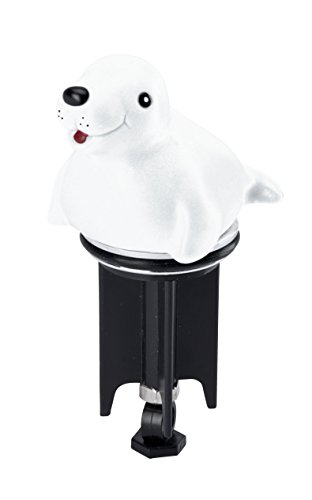 WENKO 21450100 Waschbeckenstöpsel Pluggy® 3D Robbe - Abfluss-Stopfen, für alle handelsüblichen Abflüsse, Kunststoff, 4.6 x 11.2 x 5.8 cm, Weiß
