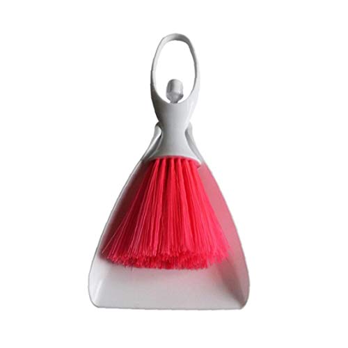 Grifri Mini Hand Broom and Dustpan Set Dust Pan Brush Nesting Tiny Cleaning Broom for Table Desk Countertop Key Board Stylish Cat Dog and Other Pets Pink 1set