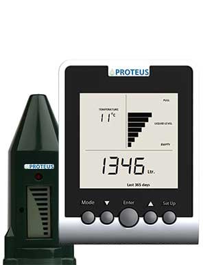Proteus EcoMeter PLUS – Ultraschall-Füllstandsanzeige Für Heizöltanks, Mit 9 M Antennenverlängerung, Funkdisplay, Batteriebetrieben – Für Erdtanks & Funktote Bereiche