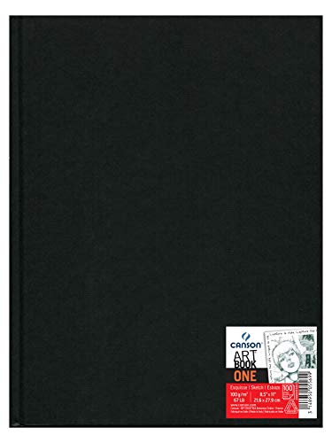 Canson Art Book One - Cuaderno de dibujo  que incluye 98 hojas de papel de dibujo de 100gsm, 21.6 x 27.9 cm, color negro, 1 unidad