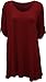 Womens Plus Size Scoop Neck Short Sleeve Flared Ladies Long Plain Top - Wine - 18