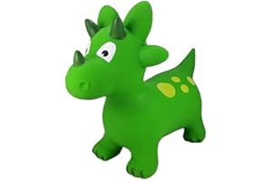 HOFF Dinosaure Vert Triceratops Sauteur Gonflable Enfant, Bebe 18 Mois - jusqu'a 50 kg - Ballon Animal a Sauter - Jouet Premier Age
