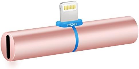 DISDIM iPhone 7 Lightning to 3.5mm Audio Aux Charger Headphone Jack Adapter, 2 in 1 T-Type Listening Music and Fast Charger at the Same Time for iPhone 7 / iPhone 7 Plus / 6 – Support iOS 10.3.2 (Rose Gold)