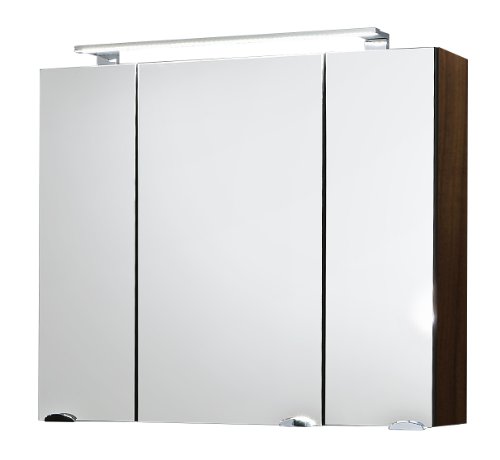Posseik 5681-78 Spiegelschrank Rima 80 cm, breit Walnuß