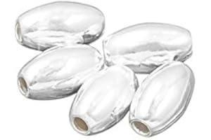 BEADS JAR 7mm Sterling Silver Oval Spacer Beads 1.5mm Hole (PK5)