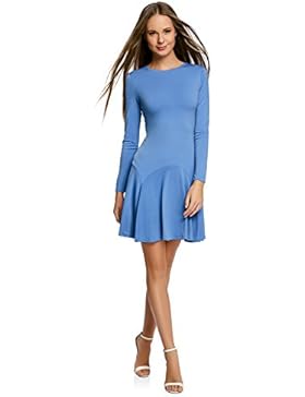 oodji Ultra Damen Jersey-Kleid mit Ausgestelltem Rock