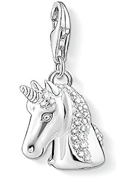 Thomas Sabo Damen-Charm-Anhänger Einhorn Charm Club 925 Sterling Silber geschwärzt weiß 1291-643-14