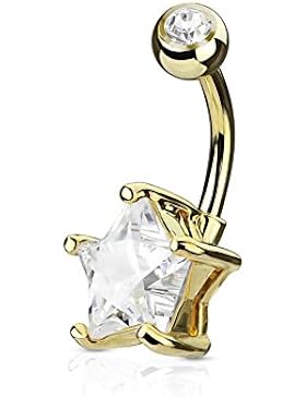 beyoutifulthings Bauch-nabelpiercing Stab-dicke 1,6mm Stab-länge 10mm Stern 10mm Nabel Piercing Schmuck Edelstahl...