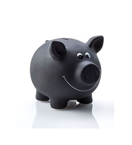 Sparschwein mit Kreide Spardose mit Schlüssel schwarz Tafel 16x13x13 cm