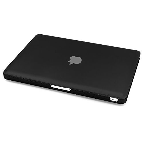 Matte Hartschale für MacBook Pro 13 Zoll CD-ROM mit Mini DisplayPort (A1278), LENTION Durchsichtige Plastikabdeckung & Schale für Mac Book Laptop, matte Hülle mit Gummifüßen, mit Anti-Staub Port Stecker – Transparent Schwarz - 3
