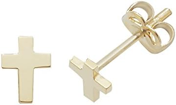 Contemporary 9ct Gold Ladies Cross Stud Earrings - 6mm*5mm WJS1888