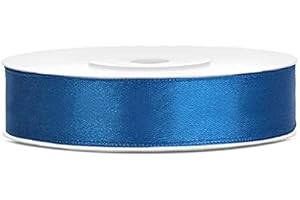 JAOW Ruban Satin Polyester Noeud et Emballage Cadeau 6/12/25/38/50/100mm x 25m (Taille 12mm x 25m - Couleur Bleu)