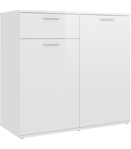 Credenza VidaXL 160x36x75 Cm - In Legno Multistrato, Bianco, Con Ante E Cassetti, Design Minimalista - Foto 2