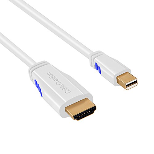 Mini DP auf HDMI, cablecreation Mini DisplayPort (Thunderbolt Port Kompatibel) auf HDMI AV HDTV Adapter für Mac Book, iMac und mehr, (DP V1.2 unterstützt 4 Kx2 K) 10 ft/3 m (blau & weiß) - 4