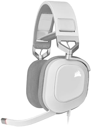 Corsair HS80 RGB USB Cuffia Gaming con Microfono Premium con Audio Surround 7.1, Microfono Broadcast Omnidirezionale, Controlli per Volume e Mute sul Padiglione, Illuminazione RGB Dinamica, Bianco