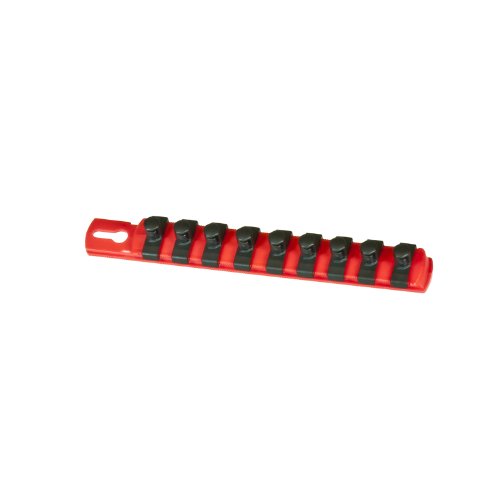 Ernst Manufacturing 8-Inch Socket Organizer with 9 3/8-Inch Twist Lock Clips, Red