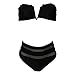 Produktbild Xuthuly Damen Sexy Zwei Stücke Vintage Fashion Aus der Schulter Push-Up Gepolsterter BH Bikini Bademode Mesh Patchwork Tube Top Hohe Taille Split Badeanzug Beachwear Badeanzüge