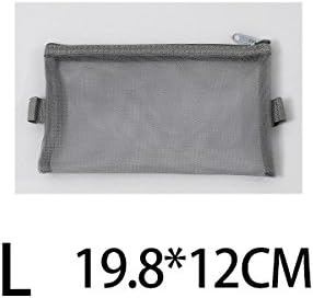 WRITIME 1 Pcs Transparent Grid Zipper Pen Bag Pencil Case Storage Package for Grils Korean Stationery School Supplies,L gray