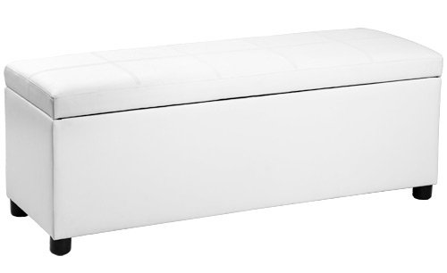 [corium] Banco otomano (119 x 38 x 45 cm)(blanco) arcón - taburete para almacenaje - tapizado - banco dormitorio