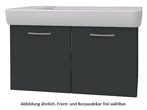 PELIPAL Solitaire 9005 SET K11-2T: Keramik Waschtisch Keramag Renova Nr.1 Plan, Weiß + Unterschrank