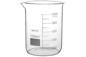 Rocwing Borosilicato 3.3 Vaso de Vidrio Graduado para Uso en Laboratorio y Cocina (1000ml, 1 in a pack)