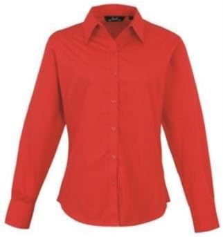 Premier Fitness Women's Poplin Long Sleeve Blouse, Red (Strawberry Red), 20(Manufacturer Size:20)